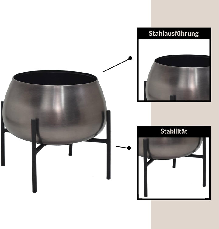 EGLO LIVING Übertopf Sakata, Deko Blumentopf mit Füssen, Blumenständer aus Metall in Nickel-Antik un