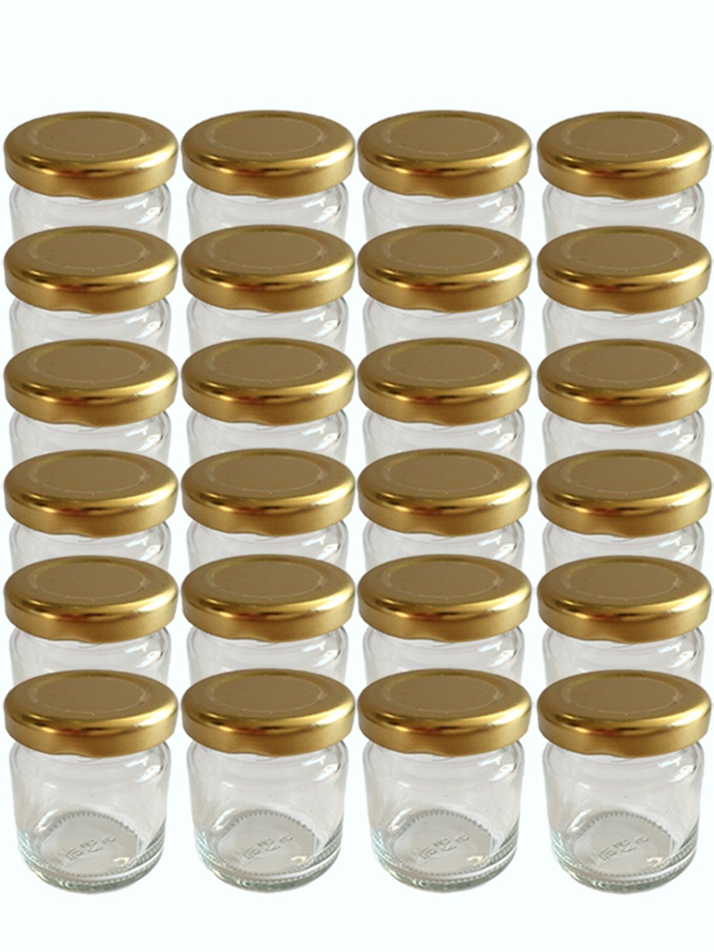 Vitrea 25x Marmeladengläser kleine 50 ml Gläschen mit Schraub-Deckel Gold - Mini Einmachgläser - Hon