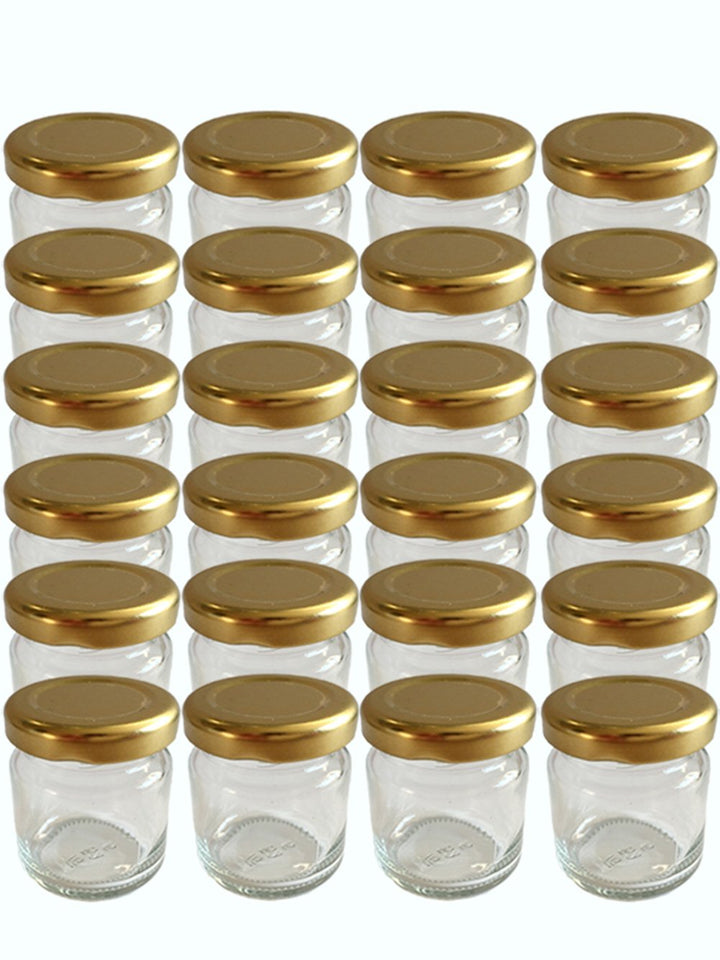 Vitrea 25x Marmeladengläser kleine 50 ml Gläschen mit Schraub-Deckel Gold - Mini Einmachgläser - Hon