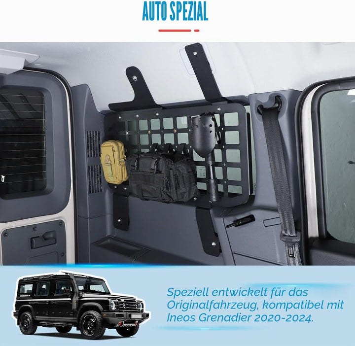 Aufbewahrungskorb für den Kofferraum, Innenregal, MOLLE-Panel, Aluminiumlegierung, Aufbewahrungskorb