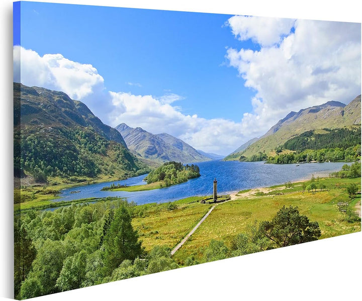 Bild auf Leinwand See Glenfinnan Loch Shiel. Highlands Schottland. Kunstdrucke Poster Wandbild 80x40