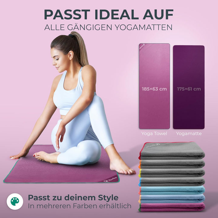 NirvanaShape Yoga Handtuch rutschfest | Hot Yoga Towel mit Antirutsch-Noppen | hygienische Yogatuch-