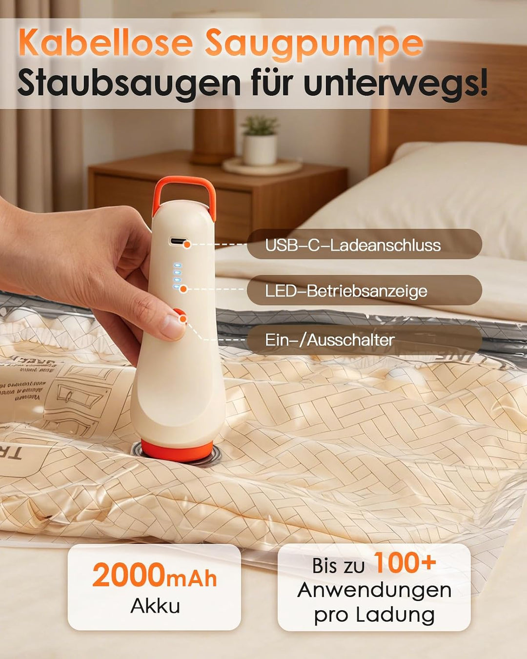 Lullu Reise Vakuumbeutel für Kleidung mit Pumpe, 12 Vacuum Bags for Travel | Vakuum Beutel 4*40x50,4