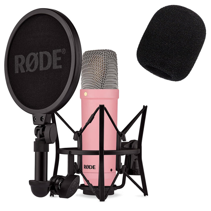 Rode NT1 Signature Pink Studio-Mikrofon + keepdrum WS2 Popschutz, pink