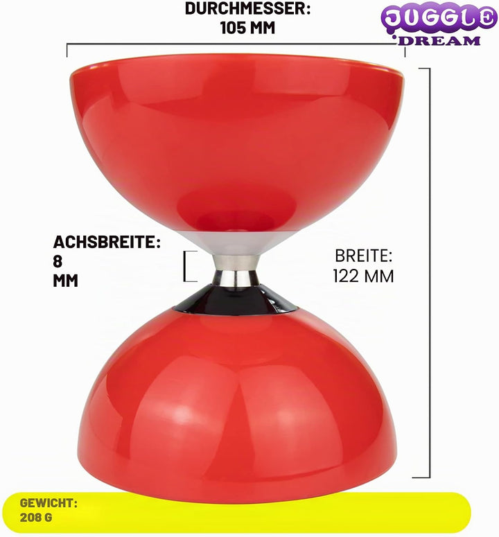 Juggle Dream Carousel Diabolo Jonglier-Set - Dreifach-Kugellagerachse - mit Aluminiumstäben und Onli