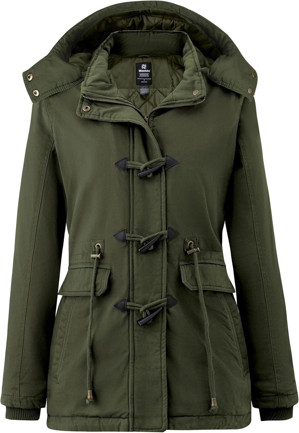 Wantdo Damen Winddichter Warmer Mantel Winter L?ssiger Fleecemantel Klassische Baumwoll Kapuze Jacke