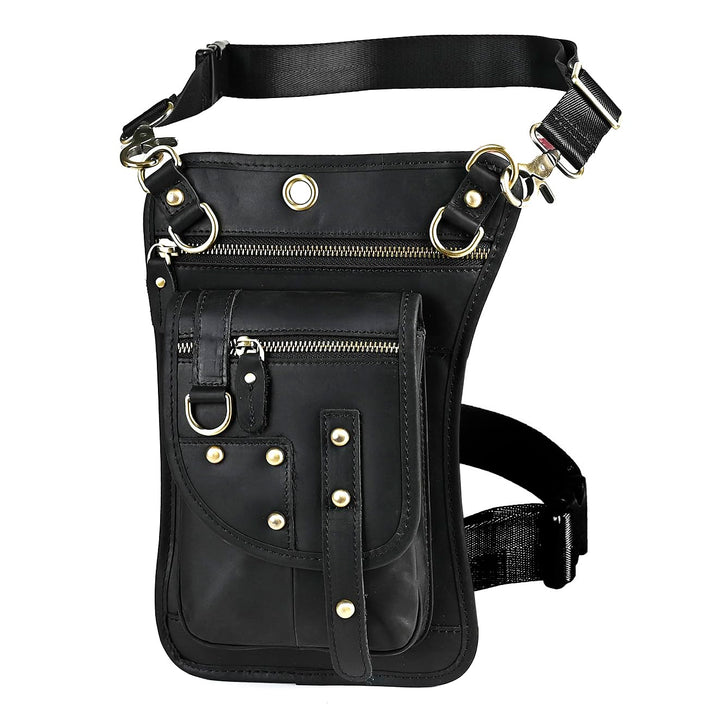 Le'aokuu Herren Echtes Leder Tasche Hüfttasche Gürteltasche Drop Leg Thigh Bag Hip Fanny Bum Belt We