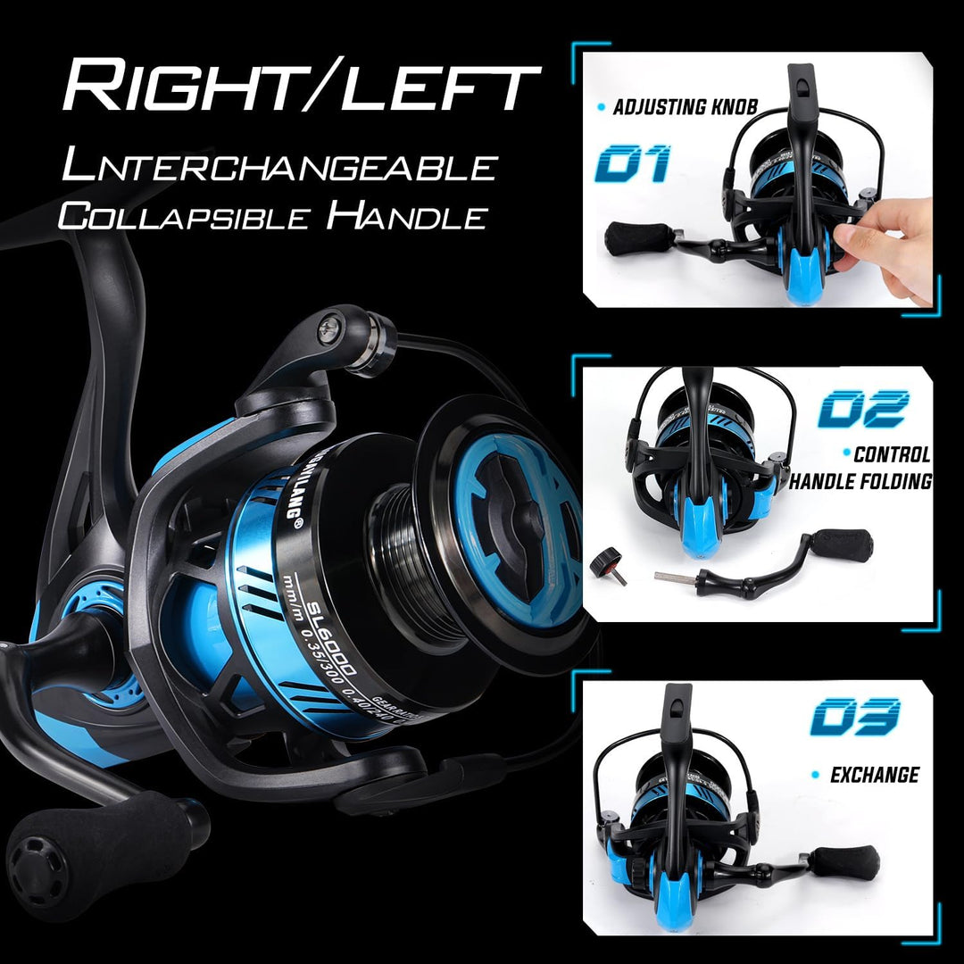 Sougayilang MX-1 Spinnrute und Rollen-Kombination, 2-Sektionen Spinnrute mit 11+1BB Spinnrolle Angel
