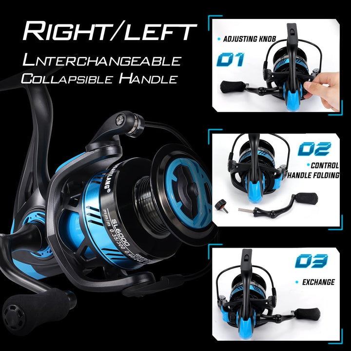 Sougayilang MX-1 Spinnrute und Rollen-Kombination, 2-Sektionen Spinnrute mit 11+1BB Spinnrolle Angel