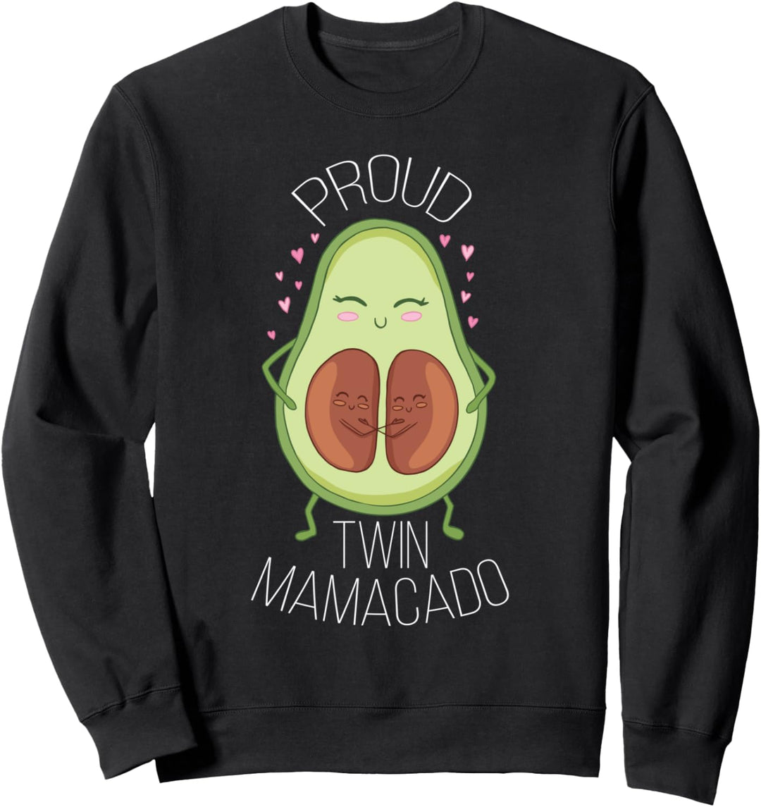 Mom of Twins - Proud Twin Mamacado - Cute Avocado Cartoon Sweatshirt