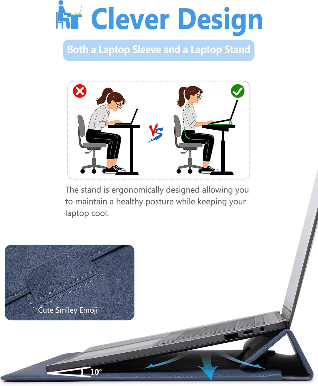 HYZUO 13 Zoll Laptop Hülle mit Standfunktion für 2026-2018 MacBook Air 13 M5 M4 M3 M2 M1, 2026 13" M