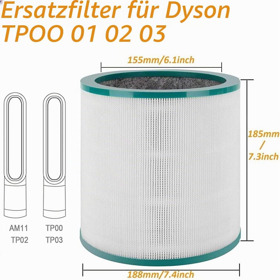 HEPA Filter Ersatz für Dyson Pure Cool Link TP00, TP01, TP02, TP03, AM11, BP01 Luftreiniger – Kompat