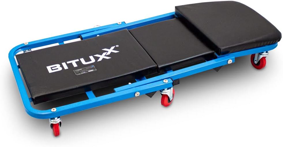BITUXX® Werkstatt-Rollbrett Werkstattliege Montageliege Montagerollbrett Sitz als Liege oder Werksta