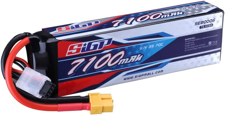 SIGP 3S 11,1V Lipo Akku 7100mAh 70C Soft Pack mit XT60 Anschluss für RC Auto Fahrzeuge LKW Tank Boot
