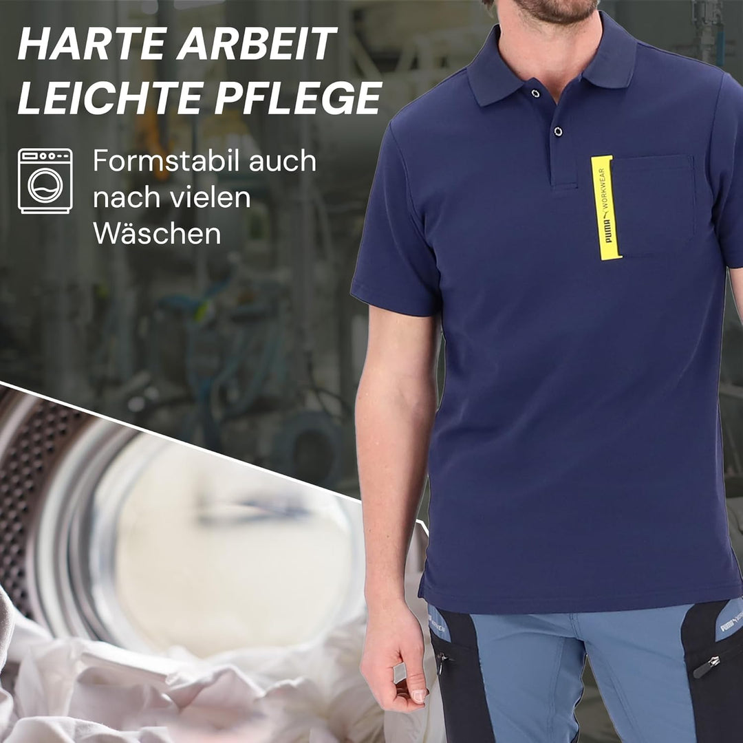 PUMA Workwear Advanced – Poloshirt Herren Kurzarm – Arbeitsshirt mit Brusttasche und Utility Fach an