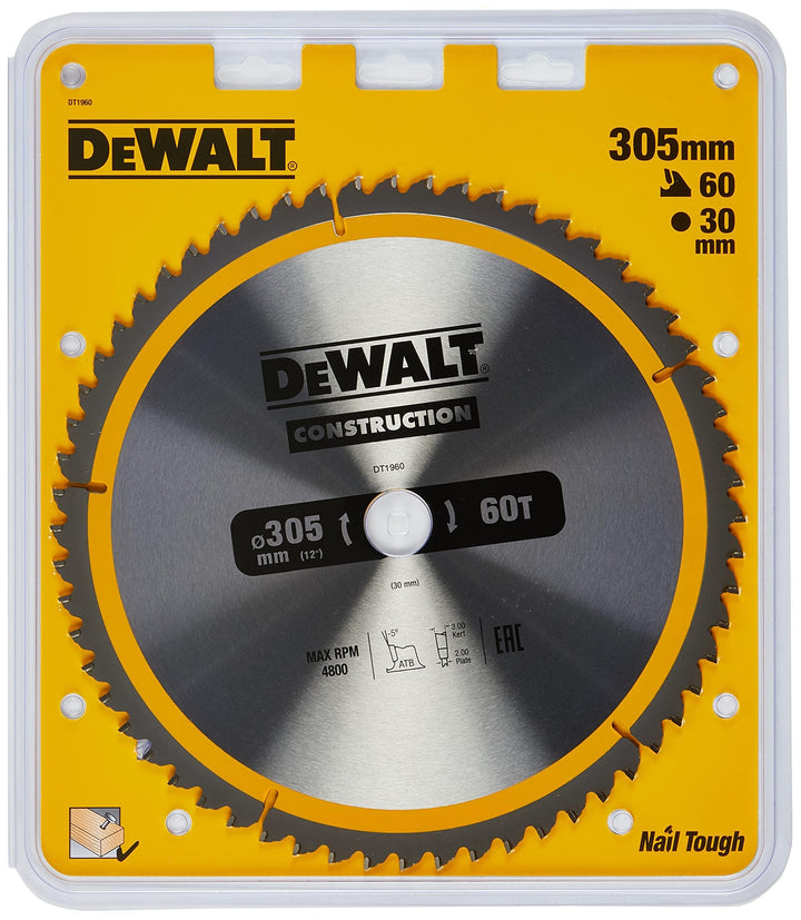 Dewalt Construction Bau-Kreissägeblatt DT1960 (für Verwendung in Stationärsägen, ø: 305 mm Bohrung: