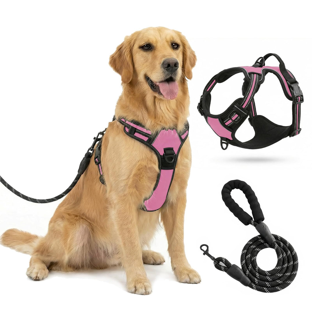 Hundegeschirr mit Griff, atmungsaktives Brustgeschirr mit Reflexstreifen, sicheres Zuggeschirr ohne
