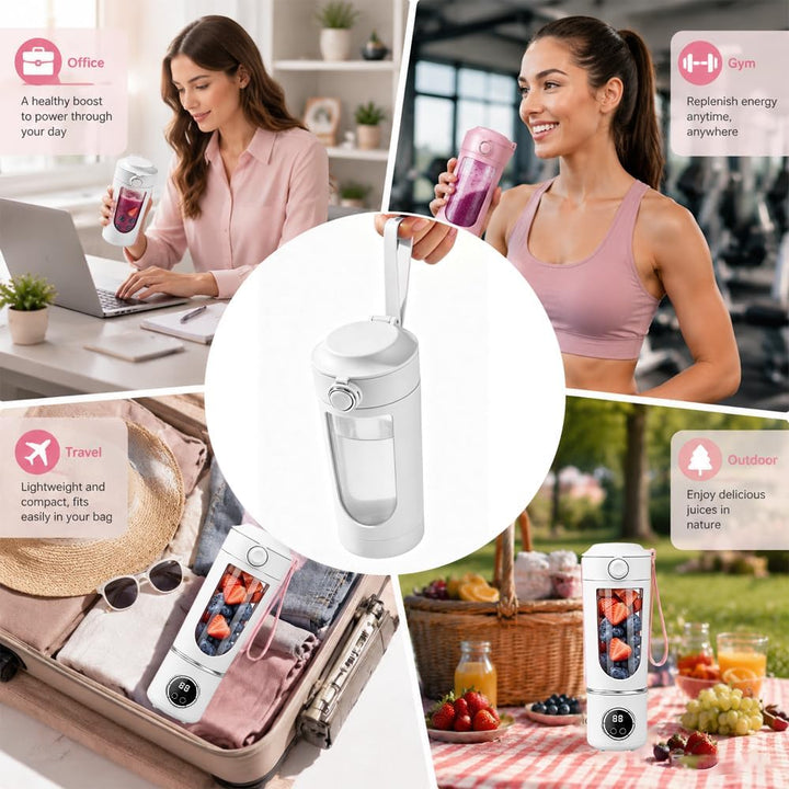 Tragbarer Mixer, 700ML Tragbarer Mixer Smoothie Maker To Go mit LED Display, 12 Klingen, Portable Bl