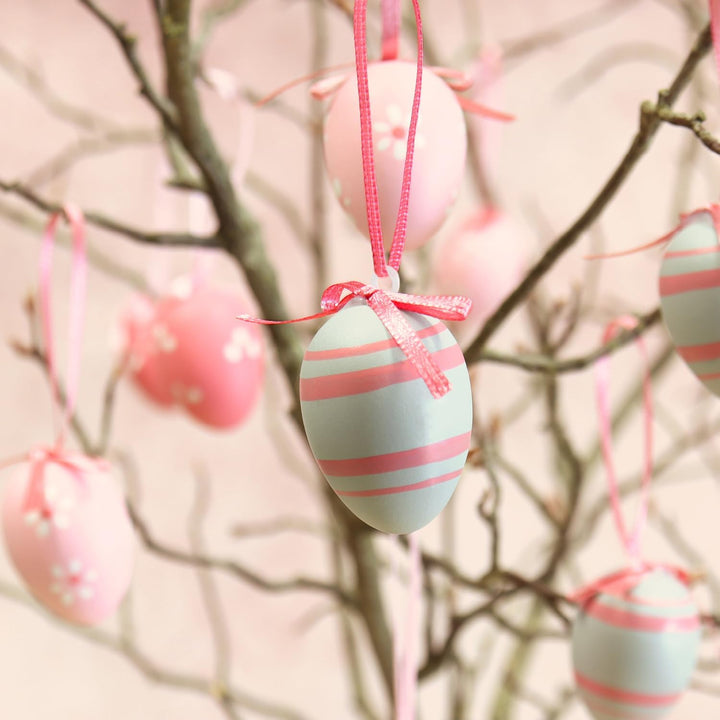 COM-FOUR® 36x Ostereier zum Aufhängen - Handbemalte Osterdeko mit tollen Mustern - Deko Ostereier in