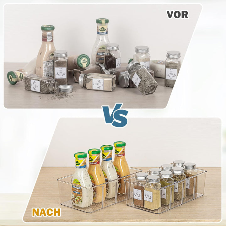 Vtopmart 8Pack Kühlschrank Organizer, Küchen Organizer mit Fächern, Transparent Organizer für Kühlsc