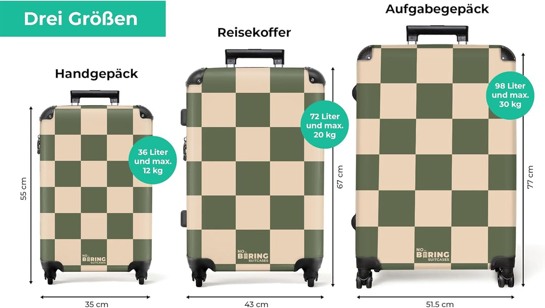 NoBoringSuitcases.com® Koffer XL Gross 77x51.5x28 cm Reisekoffer mit 4 Rollen Leicht Trolley Hartsch