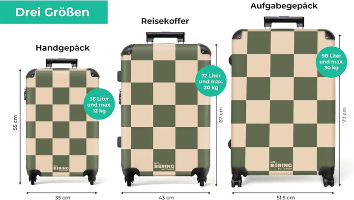 NoBoringSuitcases.com® Koffer XL Gross 77x51.5x28 cm Reisekoffer mit 4 Rollen Leicht Trolley Hartsch