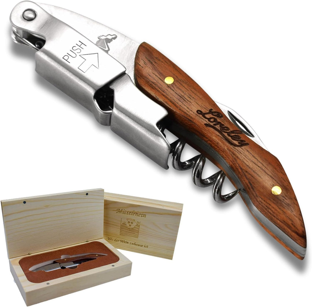 LORELEY MITTELRHEIN Germany Premium Kellnermesser | Korkenzieher | Weinöffner | Flaschenöffner aus O
