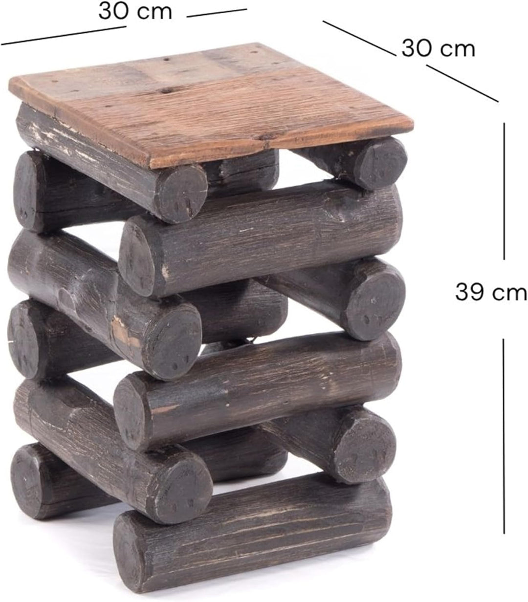 DESIGN DELIGHTS TEAKHOLZ HOCKER Block 38 | 30x30x39cm (BxTxH), Teak Altholz | Massivholz Sitzhocker,