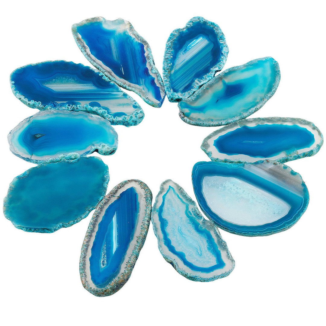 Nupuyai 10 Stück Blau Achatscheiben Edelstein Poliert Geode Achat Scheiben für Schmuckherstellung Ho