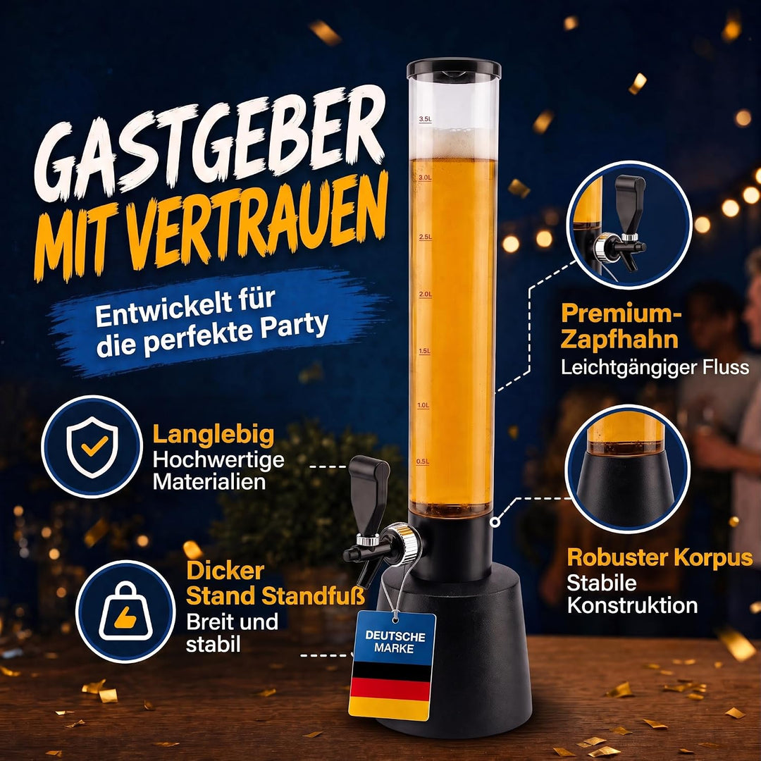 Bierzapfanlage &amp; Biersäule 3,5L – Premium Getränkespender &amp; Bierturm für Partys – Getränkesäule, Zap