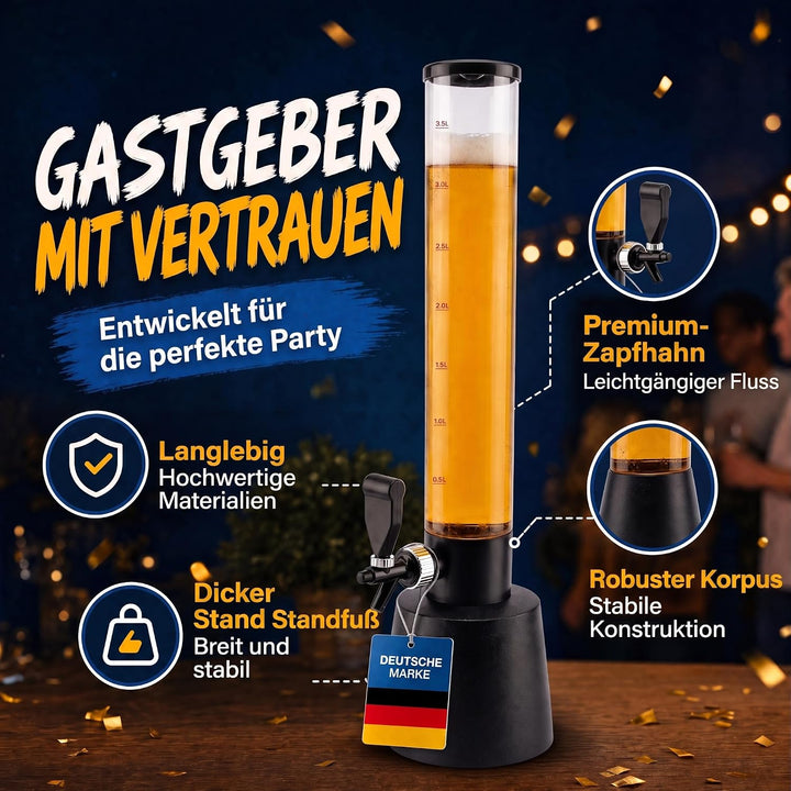 Bierzapfanlage &amp; Biersäule 3,5L – Premium Getränkespender &amp; Bierturm für Partys – Getränkesäule, Zap