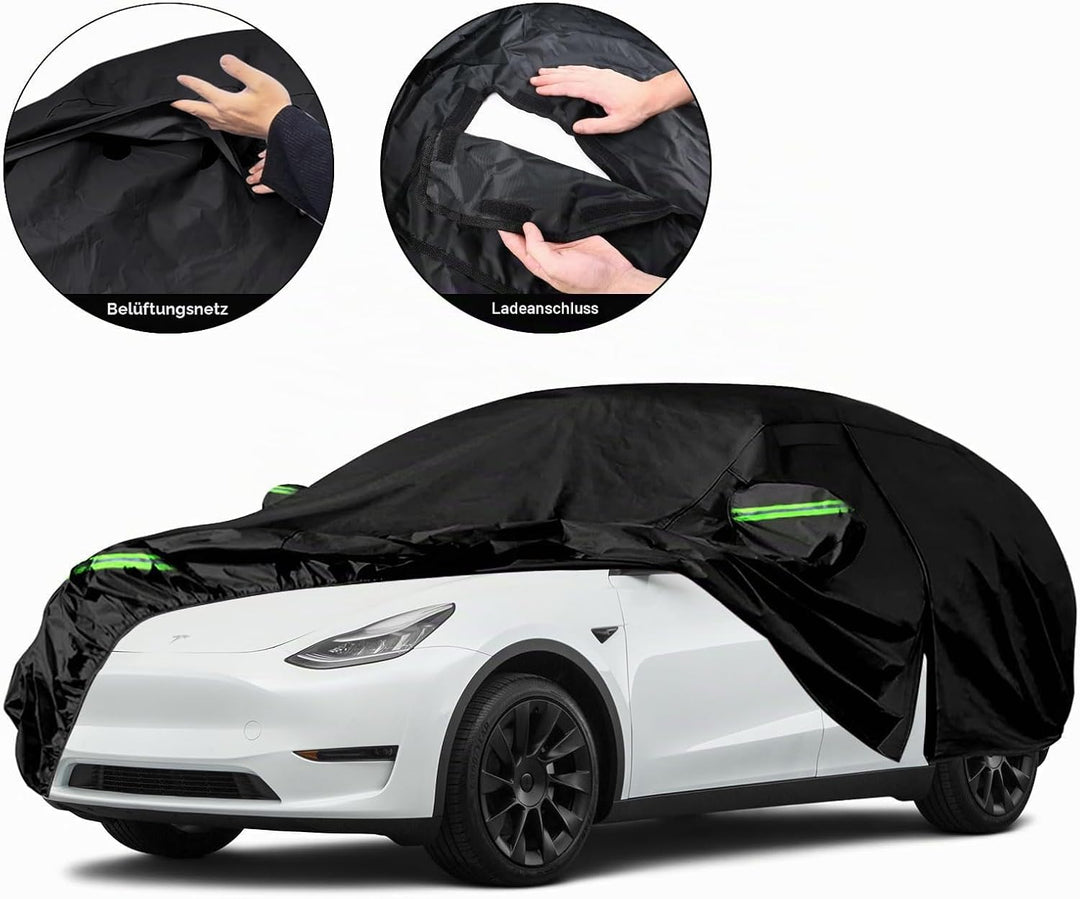 Autoabdeckung Wasserdicht Passend für Tesla Model Y 2020-2024, Atmungsaktiv Vollgarage Autoplane für