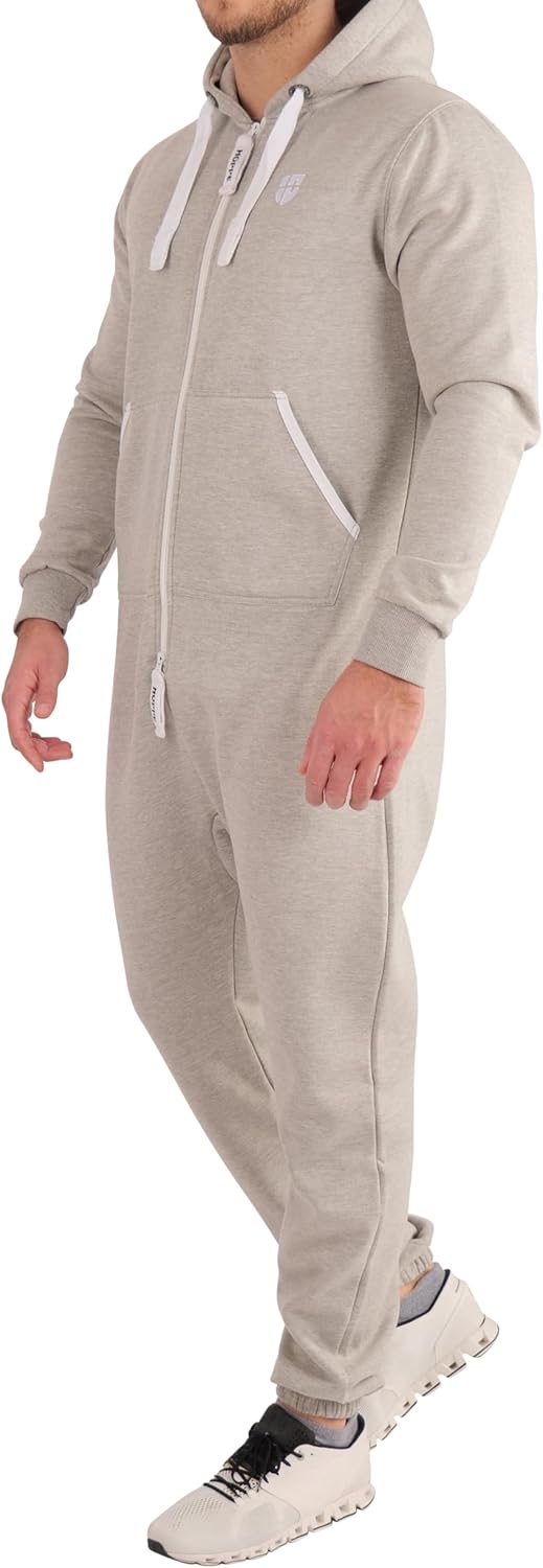 Herren Jumpsuit – Weicher & Bequemer Hausanzug, XXL hellgrau