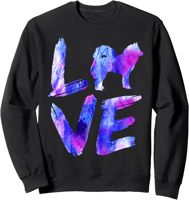 Love Eurasier Aquarell Blau Hund Mama Papa Sweatshirt