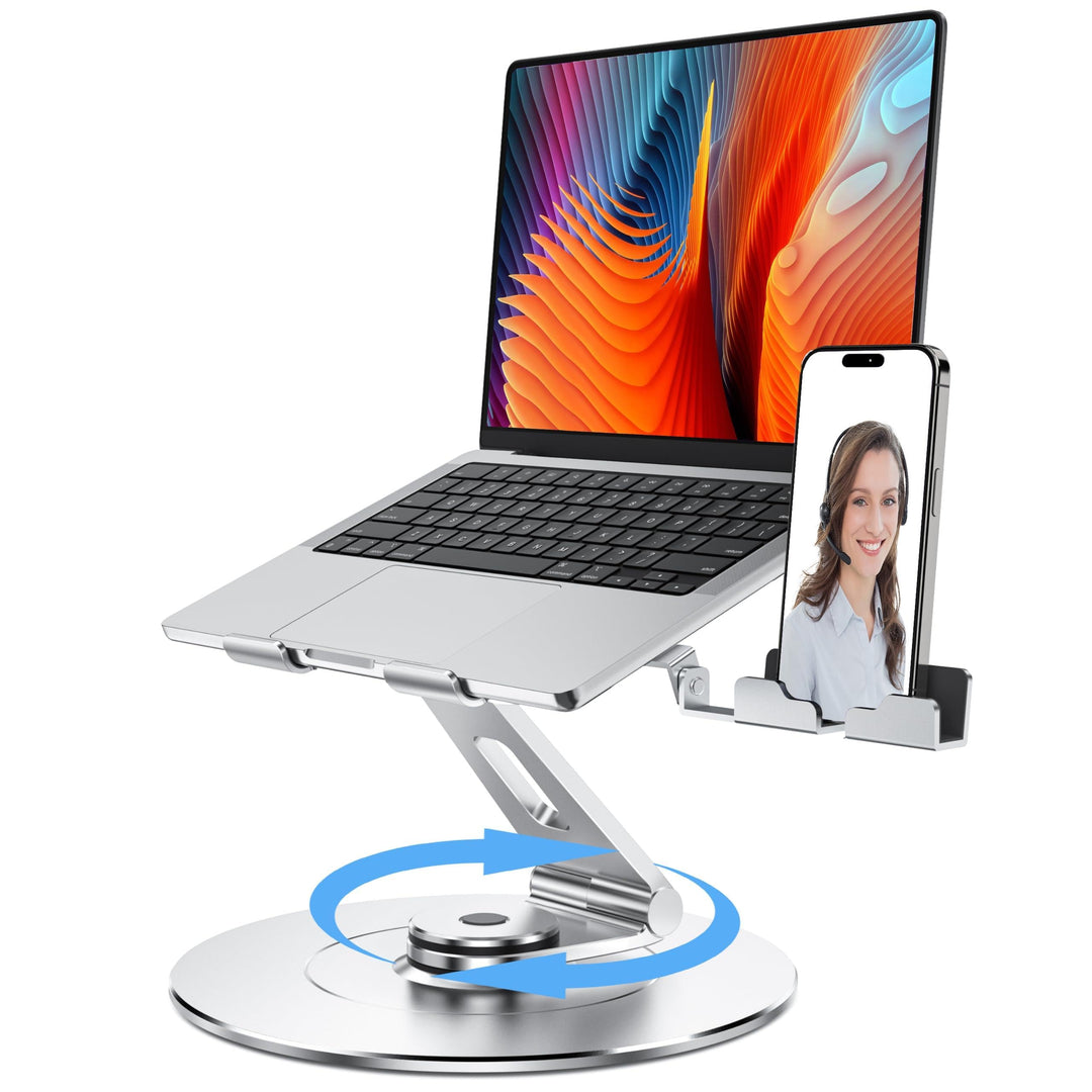 LOXP Verstellbarer Laptop-Ständer aus Aluminium für Schreibtisch, tragbar, um 360 Grad drehbar, höhe