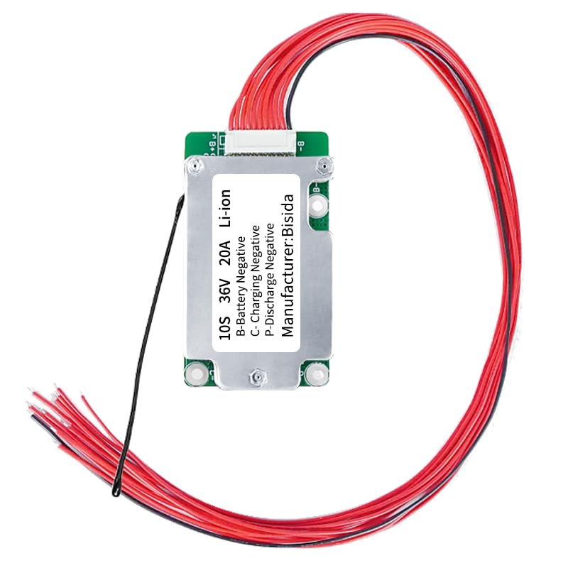 BMS 10S 36V 20A Lithium-PCB-Schutzplatine mit Balancerleitung und NTC, Split-Port, zehn Schutzfunkti