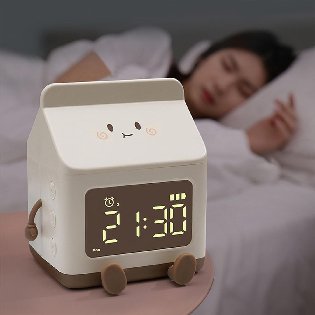 Tyenaza Lustiger Milchbox-Wecker, Studenten-Countdown-Cartoon-Wecker Für Kinder, Digital, Niedlicher