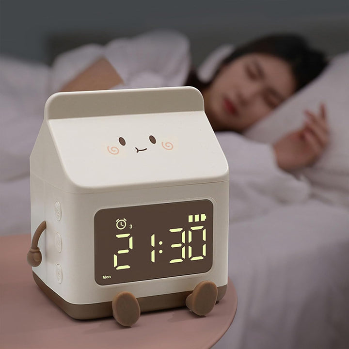Tyenaza Lustiger Milchbox-Wecker, Studenten-Countdown-Cartoon-Wecker Für Kinder, Digital, Niedlicher
