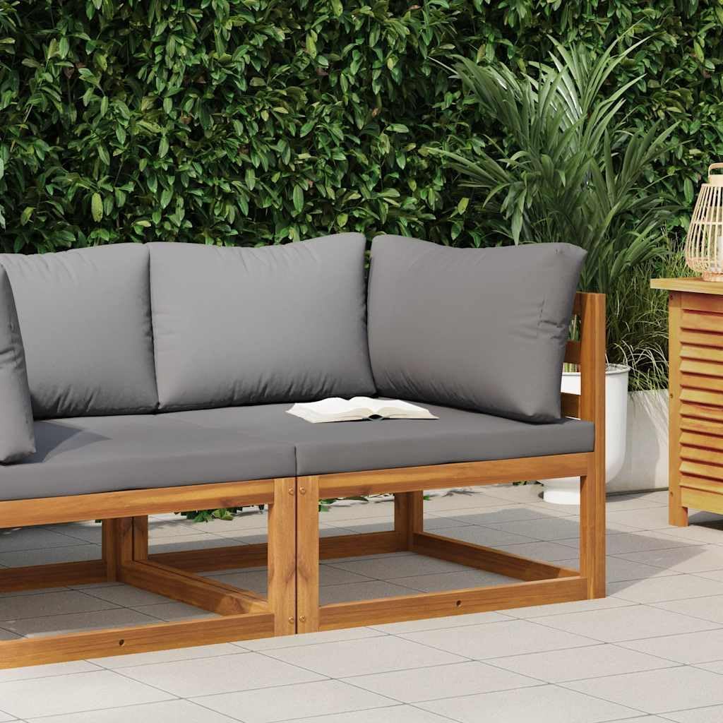 vidaXL Akazienholz Massiv Modular Ecksofa mit Dunkelgrauen Kissen Sofa Lounge Gartensofa Sessel Gart