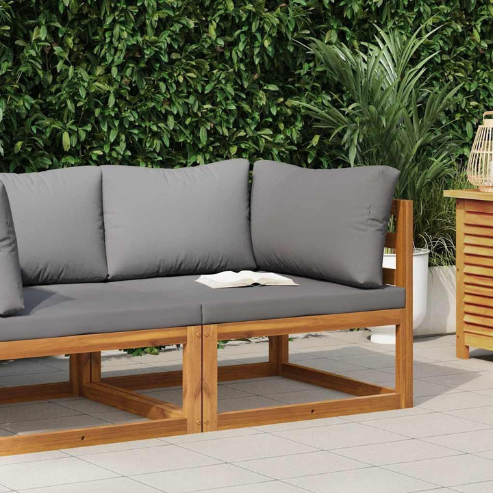 vidaXL Akazienholz Massiv Modular Ecksofa mit Dunkelgrauen Kissen Sofa Lounge Gartensofa Sessel Gart