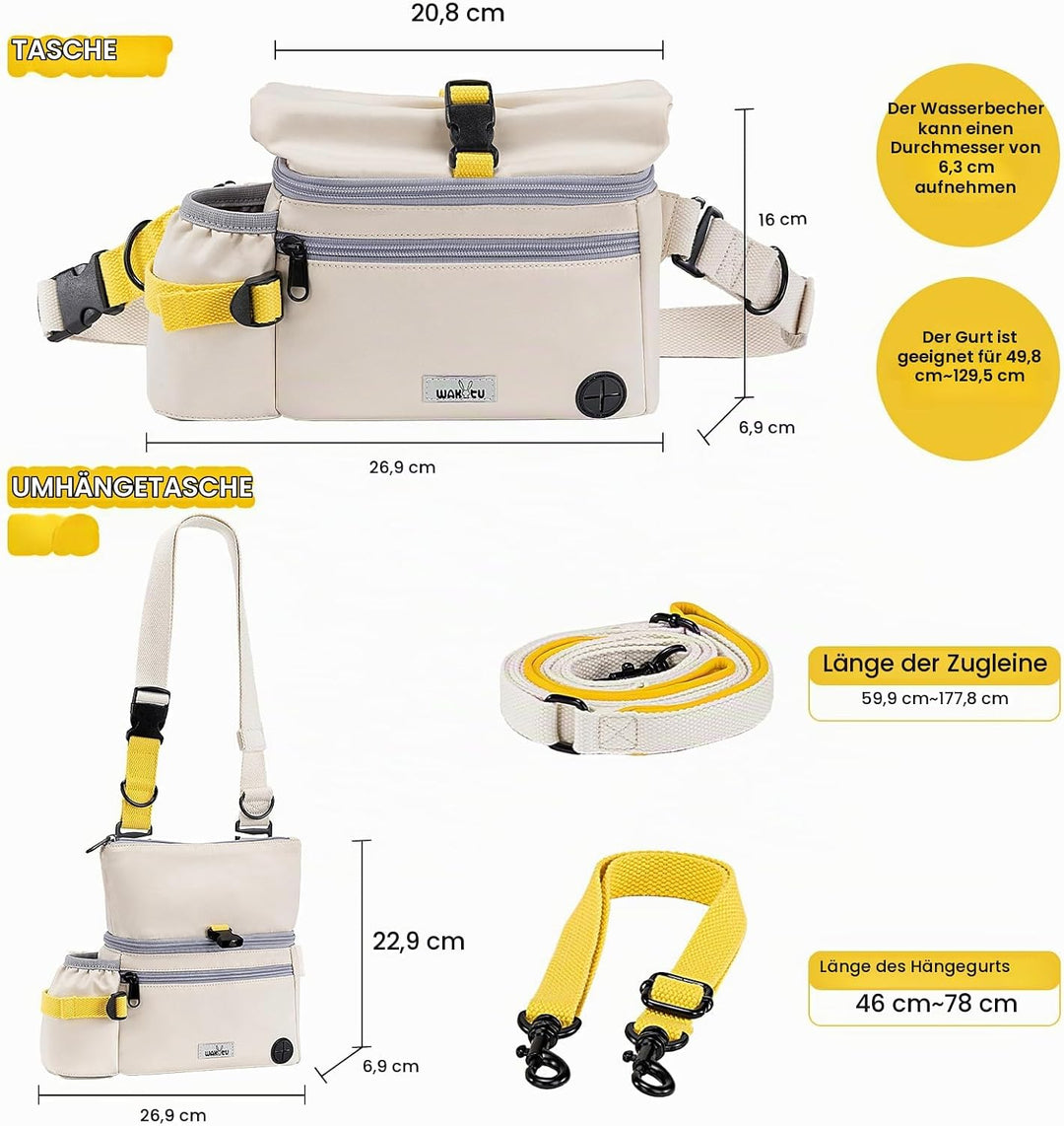 wakytu Hundeleckerli-Beutel für Training Leckerli-Tasche-Taillengurt zum Wandern Laufen, Verstellbar