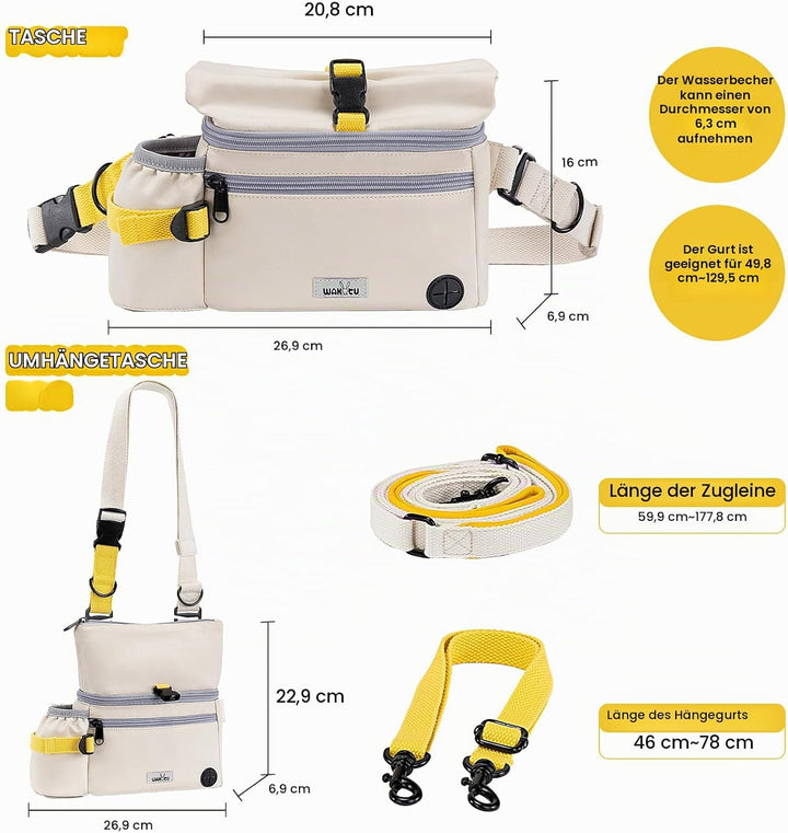 wakytu Hundeleckerli-Beutel für Training Leckerli-Tasche-Taillengurt zum Wandern Laufen, Verstellbar