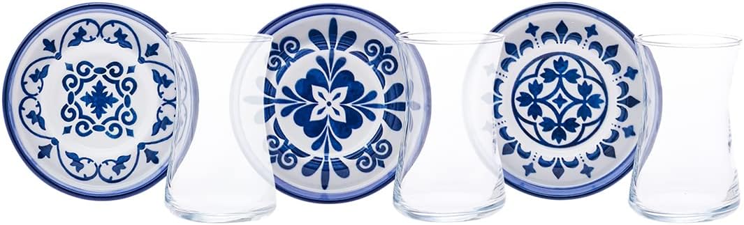 KARACA 153.03.06.7766 Tea Set, Steingut, Zeher Blue, Blu