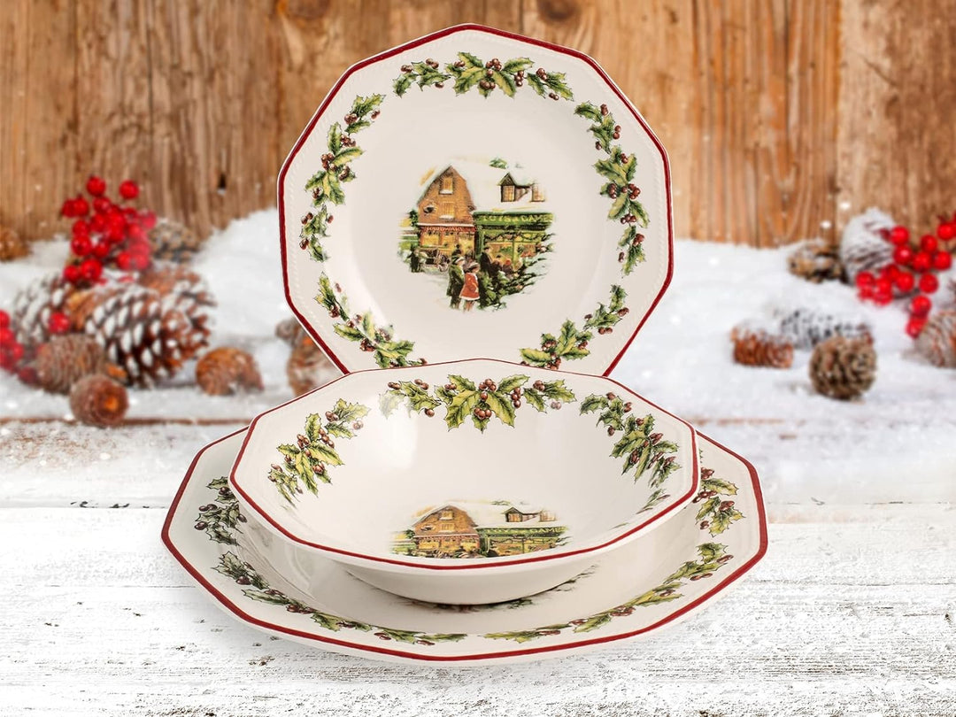 Churchill, Holly Toys Tafelservice, 18-teilig, Earthware, Weihnachten, 842474. Mehrfarbig