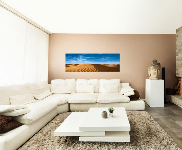 Paul Sinus Art Panoramabild auf Leinwand und Keilrahmen 150x50cm Afrika Wüste Sanddünen Wolkenschlei