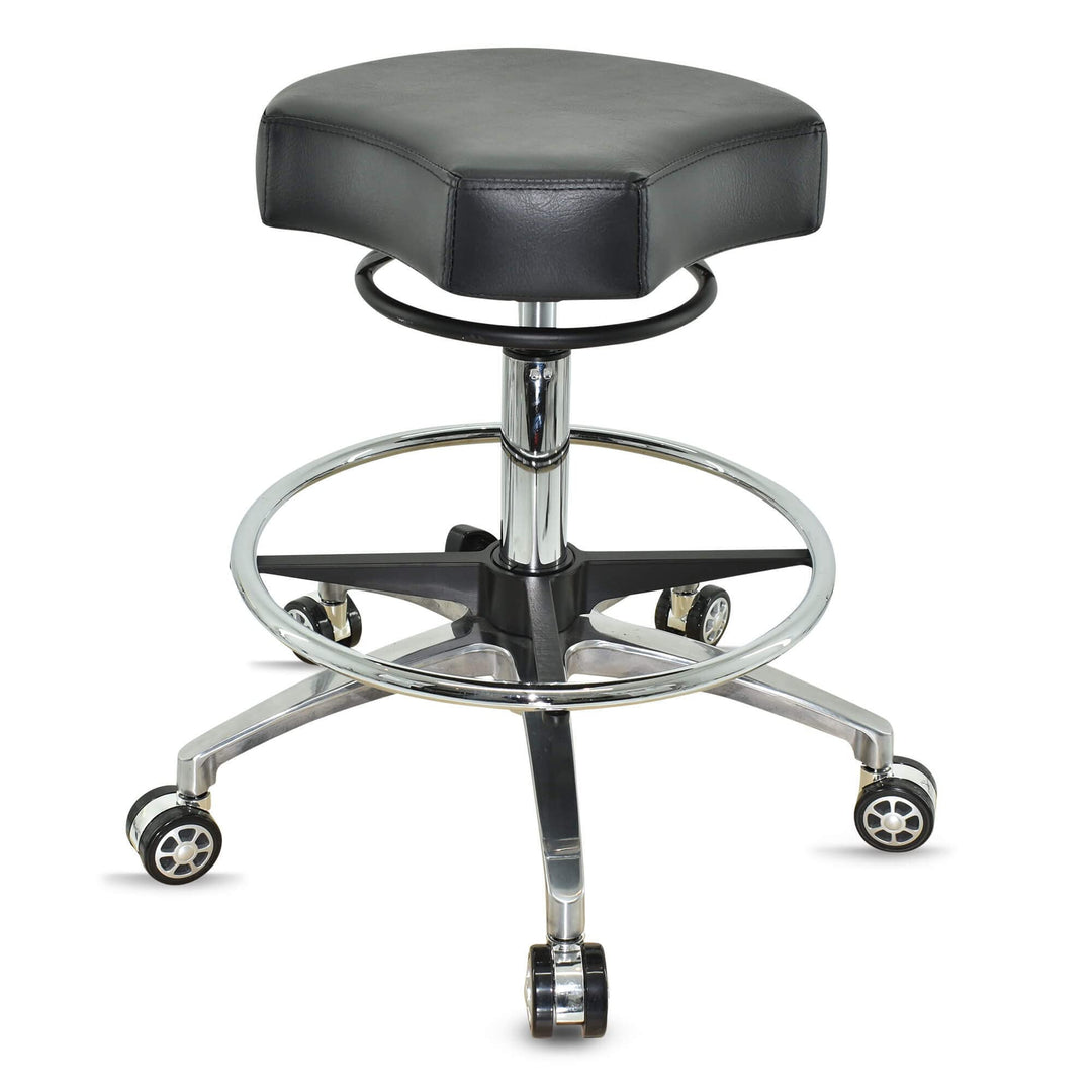 VAKON SALON - Design ergonomischer Rollhocker auf hochwertigen Rollen und Fussring schwarz - Höhenve
