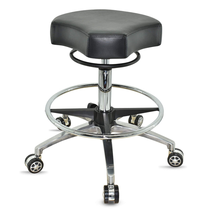 VAKON SALON - Design ergonomischer Rollhocker auf hochwertigen Rollen und Fussring schwarz - Höhenve