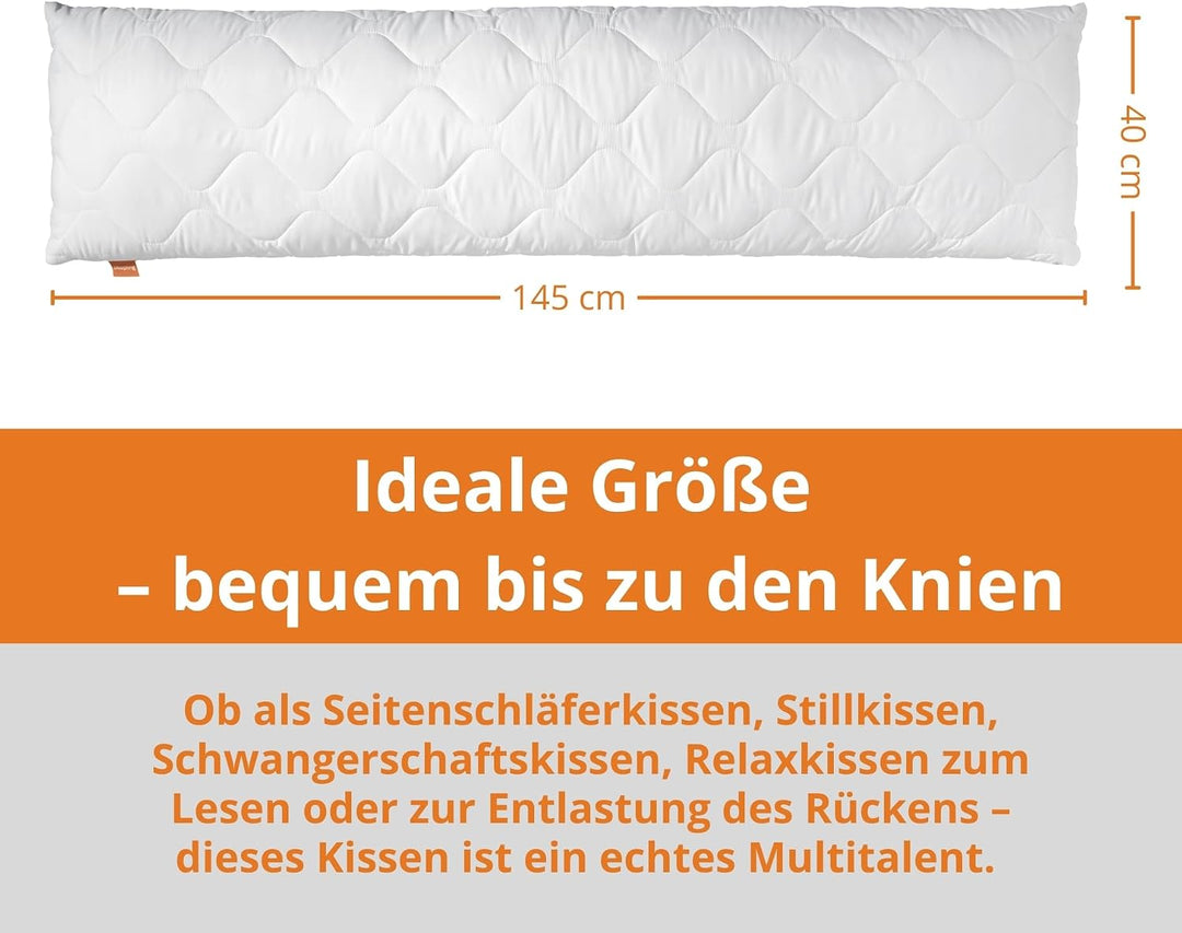 sleepling Seitenschläferkissen 40 x 145 cm, Body Pillow, langes Kissen mit Bezug aus 100% Softer Mik