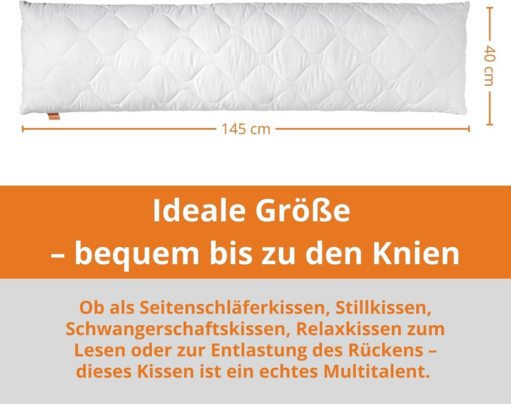 sleepling Seitenschläferkissen 40 x 145 cm, Body Pillow, langes Kissen mit Bezug aus 100% Softer Mik