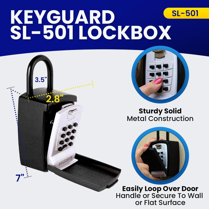 KeyGuard SL-501 Stanzknopf-Box, grosse Kapazität, für Schlüssel, Bügelschloss, Schwarz Grosse Kapazi